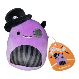 Squishmallows Purple Earworm with Black‎ Hat